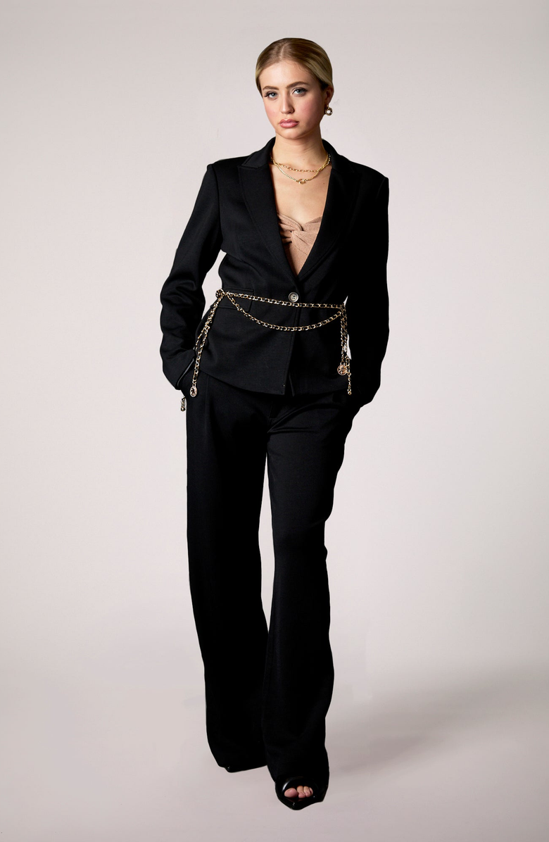 BLUE REVIVAL Taylor Belted Blazer in Black, Alternate, color, 