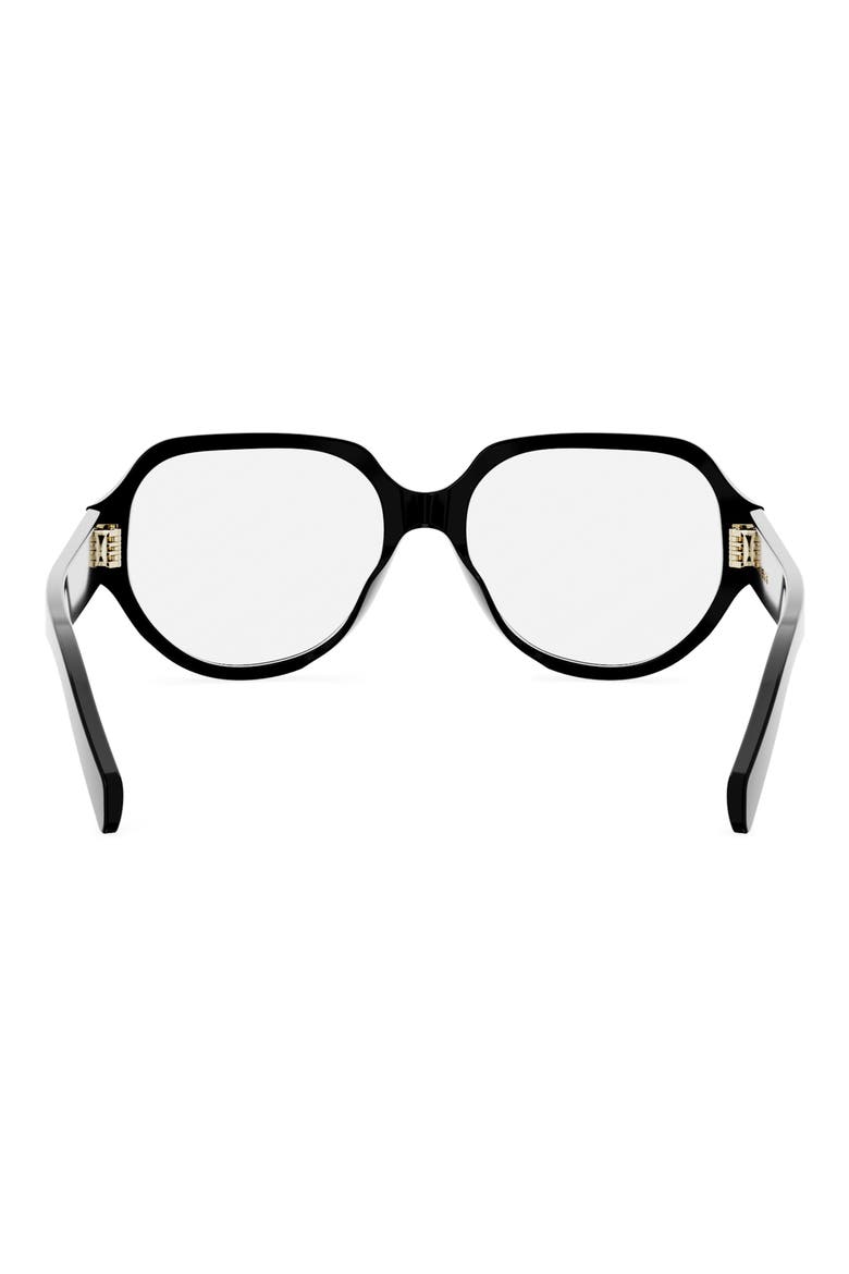 Triomphe 56mm Geometric Eyeglasses, Alternate, color, SHINY BLACK