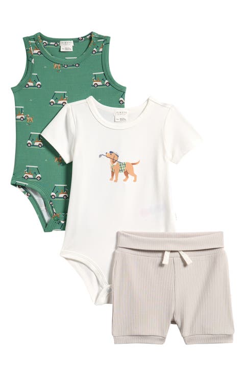 Golf Pups 3-Piece Bodysuits & Shorts Set (Baby)
