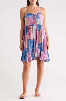 Patchwork Print Babydoll Minidress