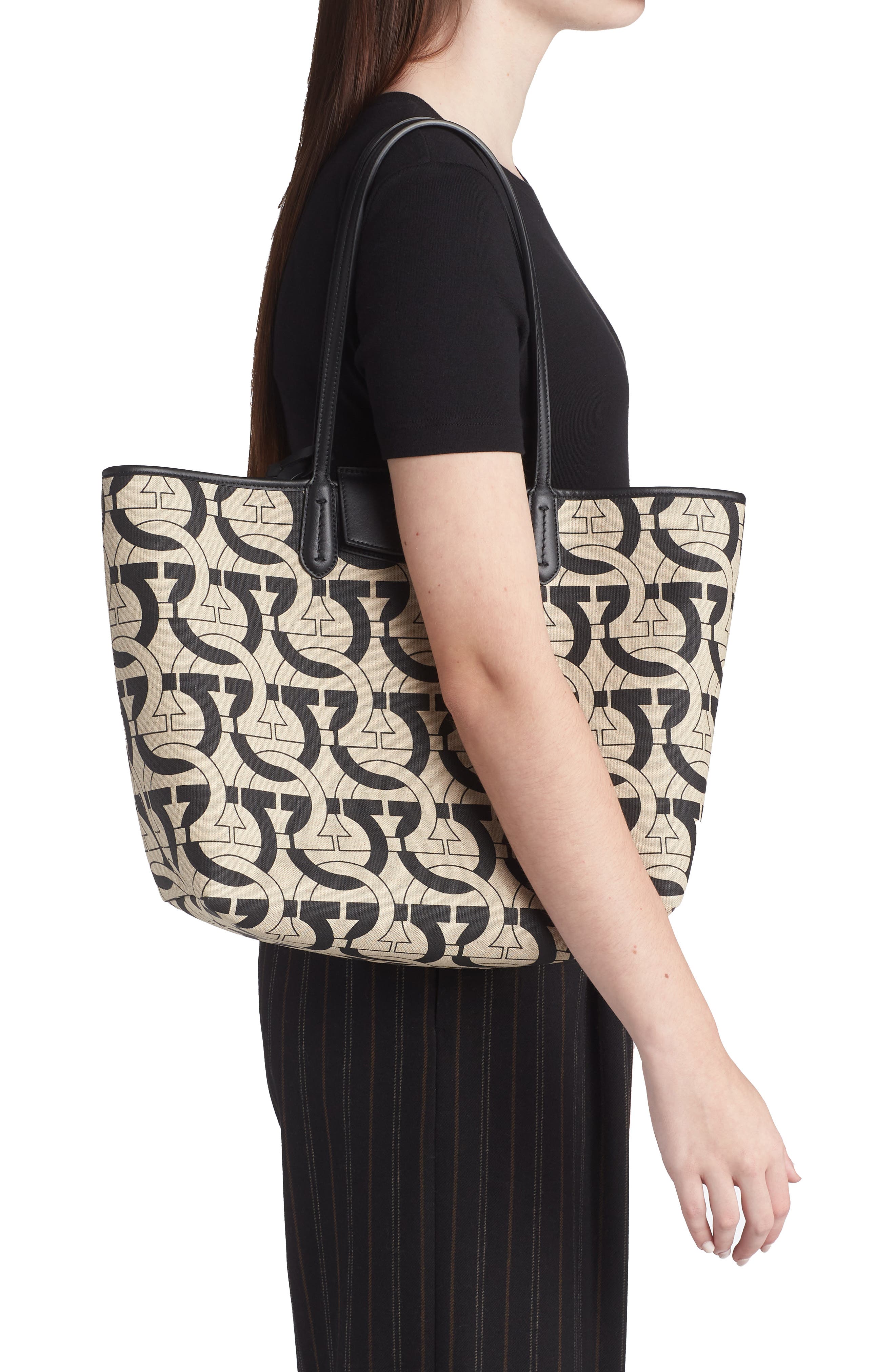 FERRAGAMO Gancini Canvas Travel Tote, Alternate, color, 