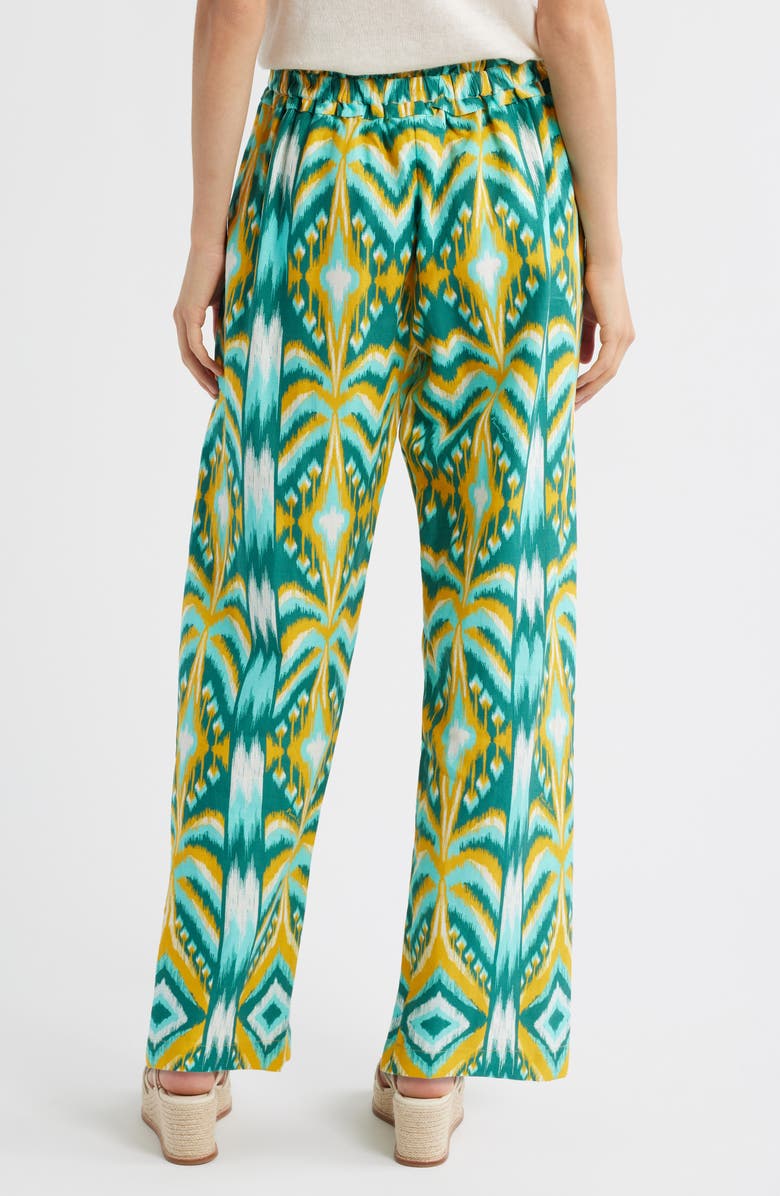 FARM Rio Tropical Tapestry Wide Leg Linen Blend Pants, Alternate, color, Off-White