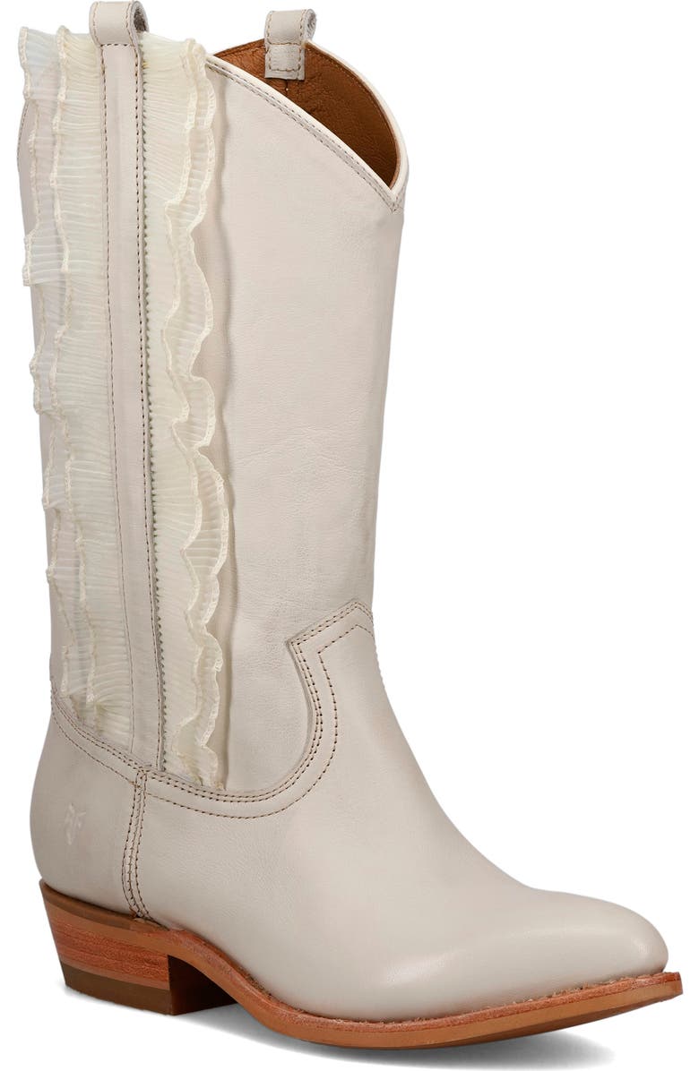 Frye Billy Ruffle Western Boot, Main, color, Ivory