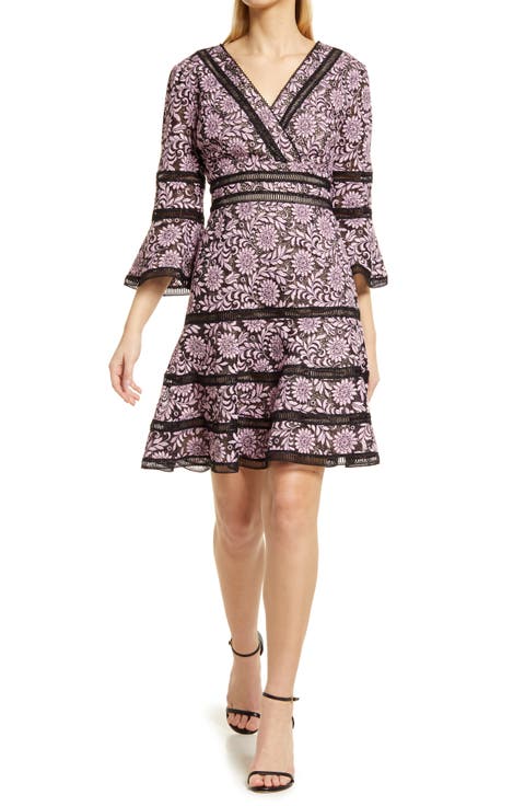 Embroidered Lace Fit & Flare Cocktail Dress