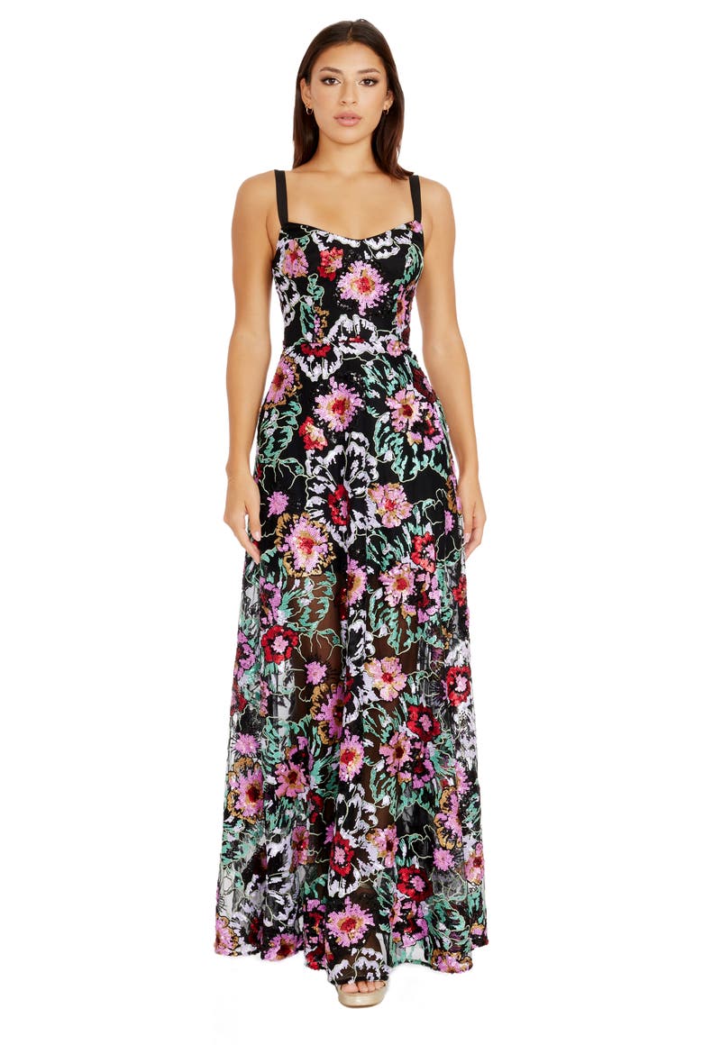 nina cut out flare dress Nina Gown XS / Black MULTI