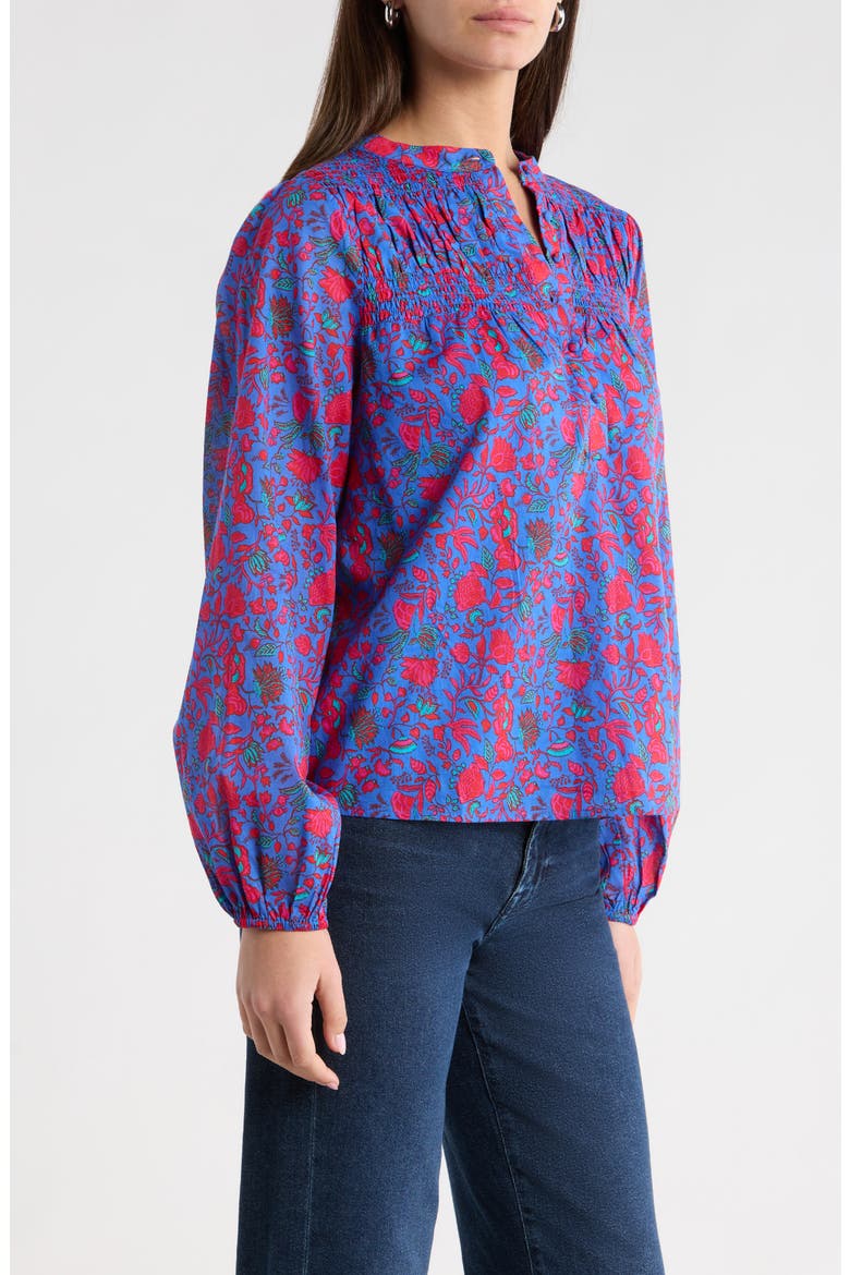Tanya Floral Cotton Top, Alternate, color, BLUE-FUCHSIA