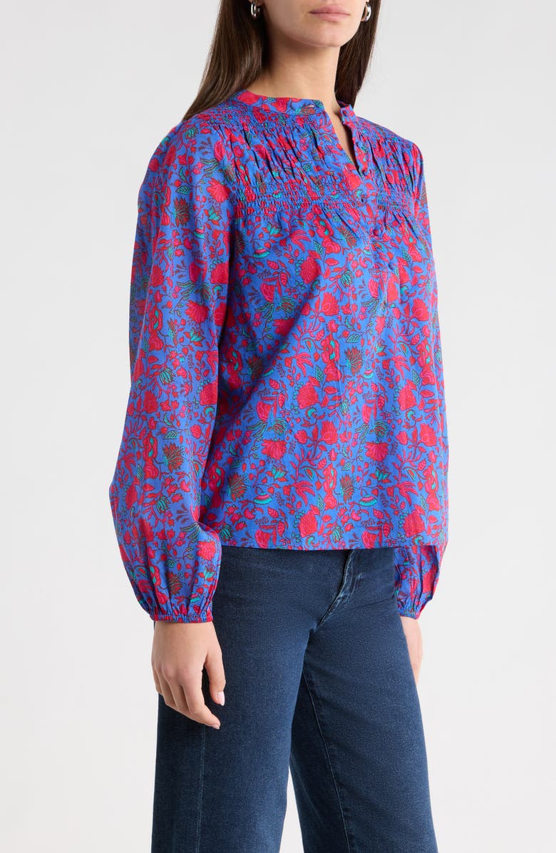 SUGARLIPS Tanya Floral Cotton Top, Alternate, color, Blue-Fuchsia