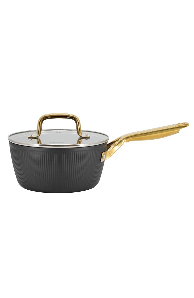 OSTER Abbottsford 2.5 Quart Nonstick Aluminum Saucepan with Glass Lid, Alternate, color, Black