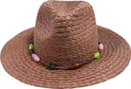 Nicole Miller Beaded Trim Panama Hat