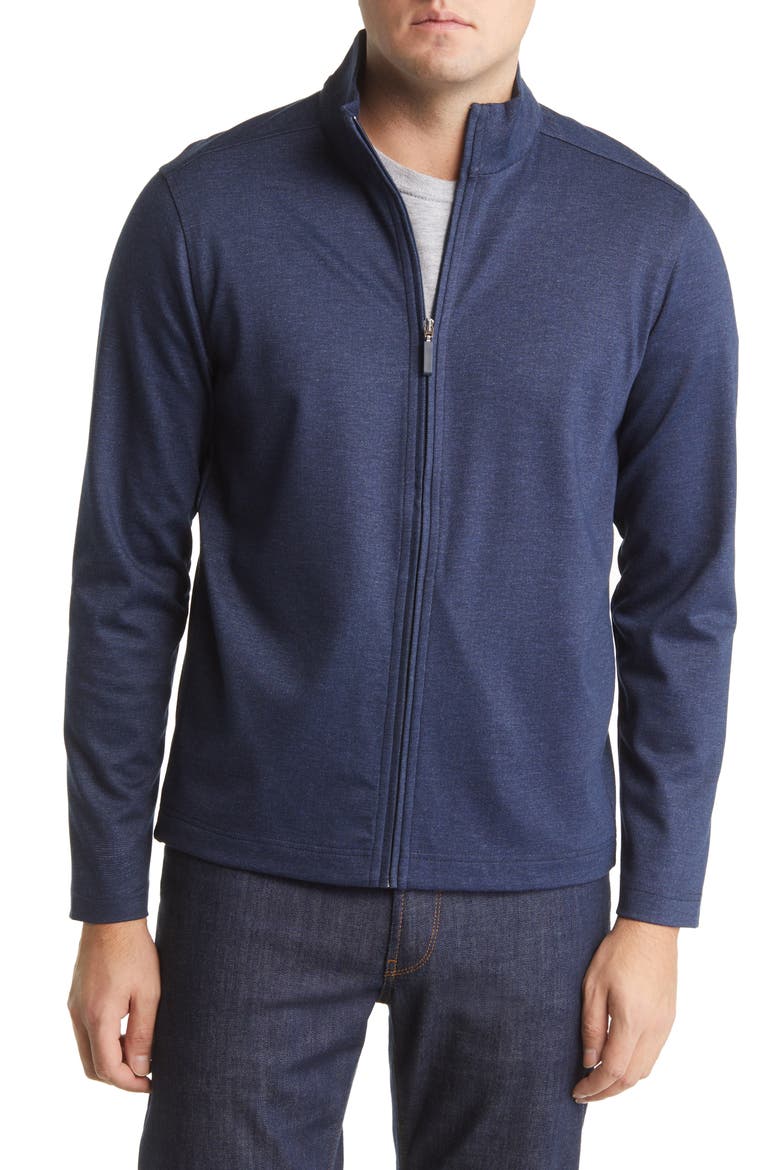 Textured Full Zip Sweatshirt, Alternate, color, NAVY