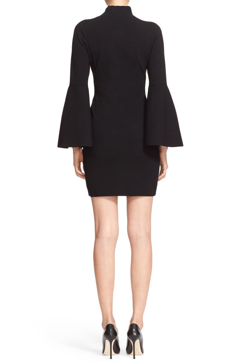 Bell Sleeve Mock Neck Knit Dress, Alternate, color, BLACK