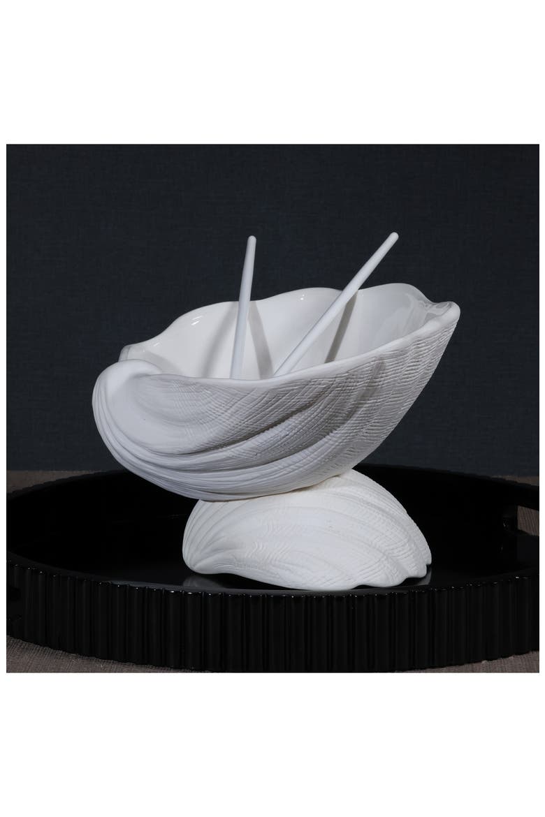 La Coquille Footed Clam Bowl, Alternate, color, WHITE
