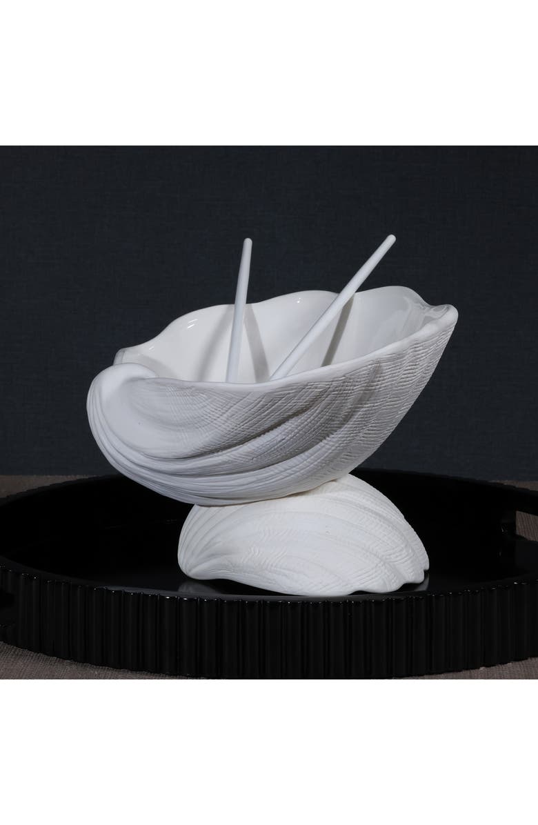 Zodax La Coquille Footed Clam Bowl, Alternate, color, White