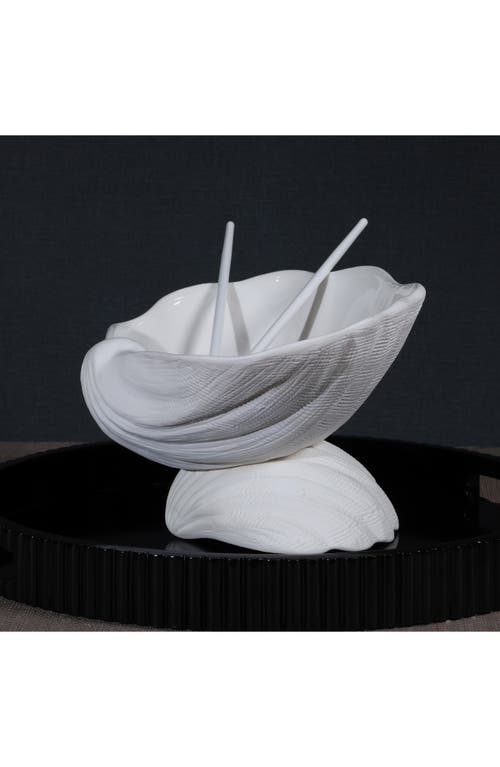 Zodax La Coquille Footed Clam Bowl In White