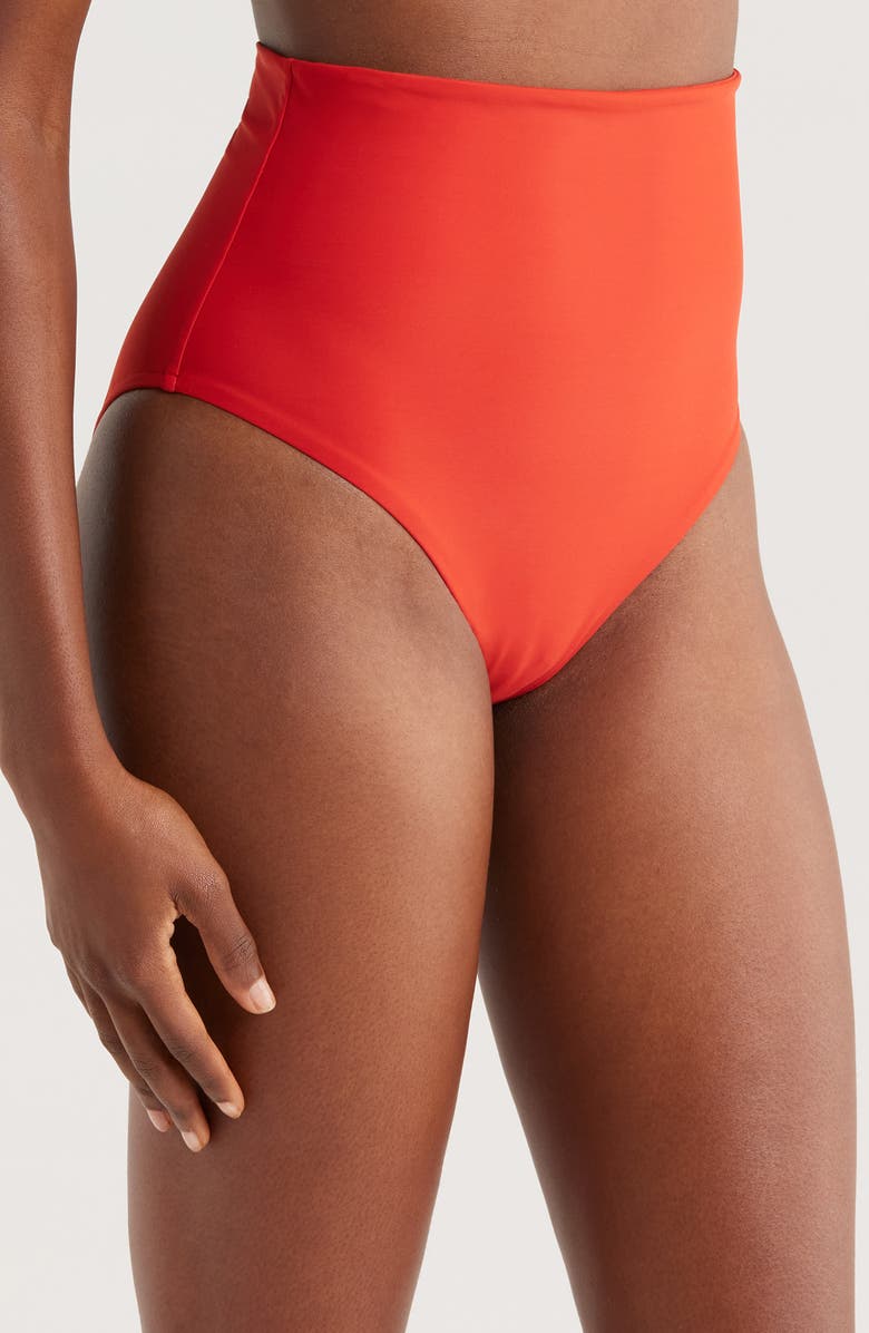 BONDI BORN Faith High Waist Bikini Bottoms, Alternate, color, Rosso
