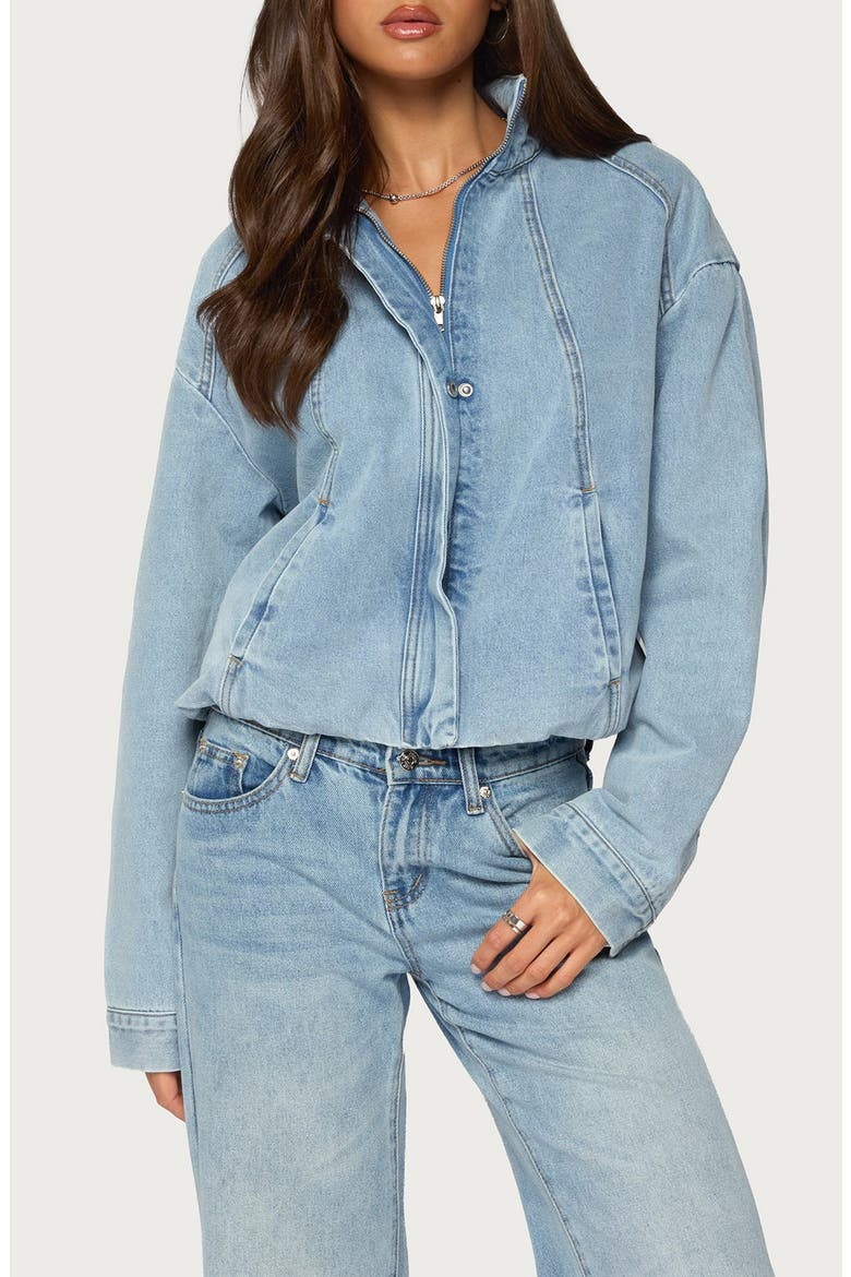 Jaysi Denim Bomber Jacket, Main, color, BLUE-WASHED