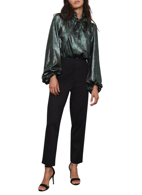 Mint Velvet Metallic Bow Blouse In Green