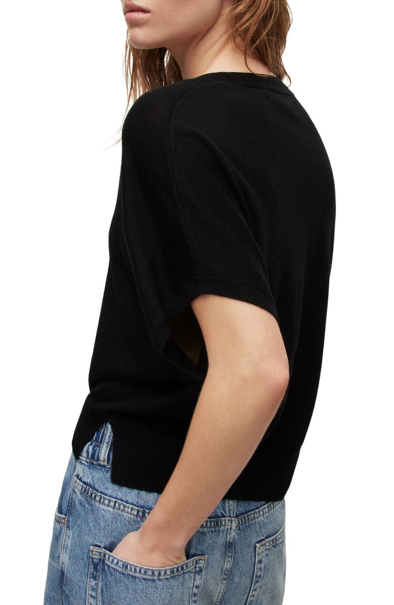 AllSaints Bronte Short Sleeve Merino Wool Cardigan, Alternate, color, 