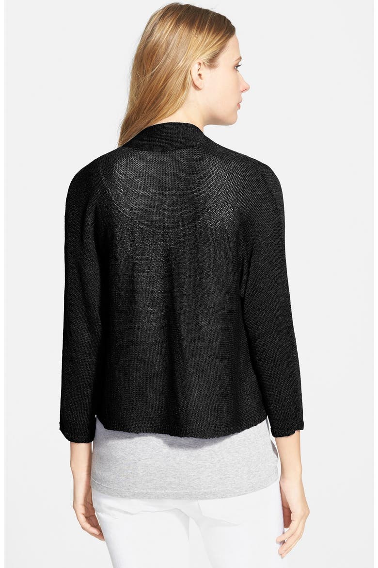 Linen Blend Kimono Cardigan, Alternate, color, BLACK