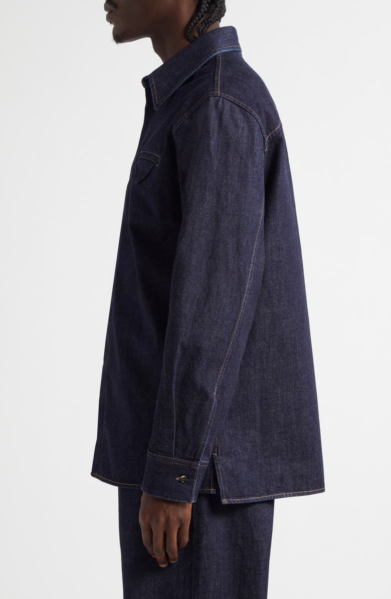 Bottega Veneta Cotton Denim Button-Up Shirt, Alternate, color, 4245 Indigo