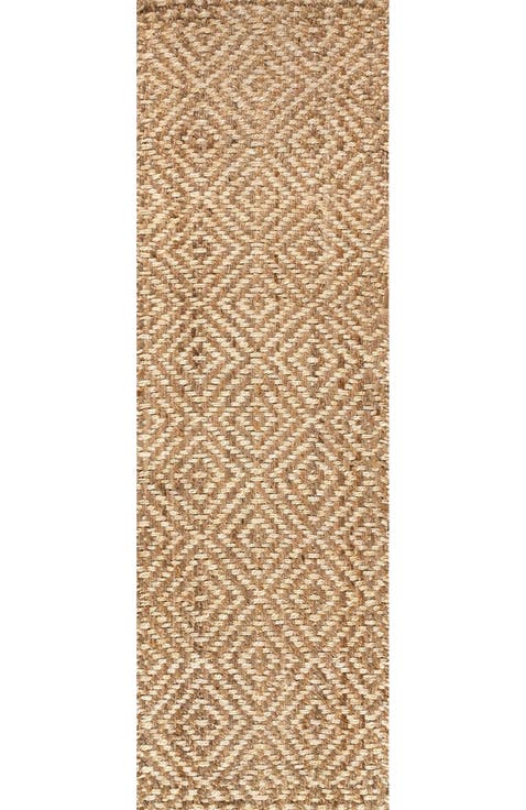 Hira Hand Woven Diamond Chunky Jute Area Rug
