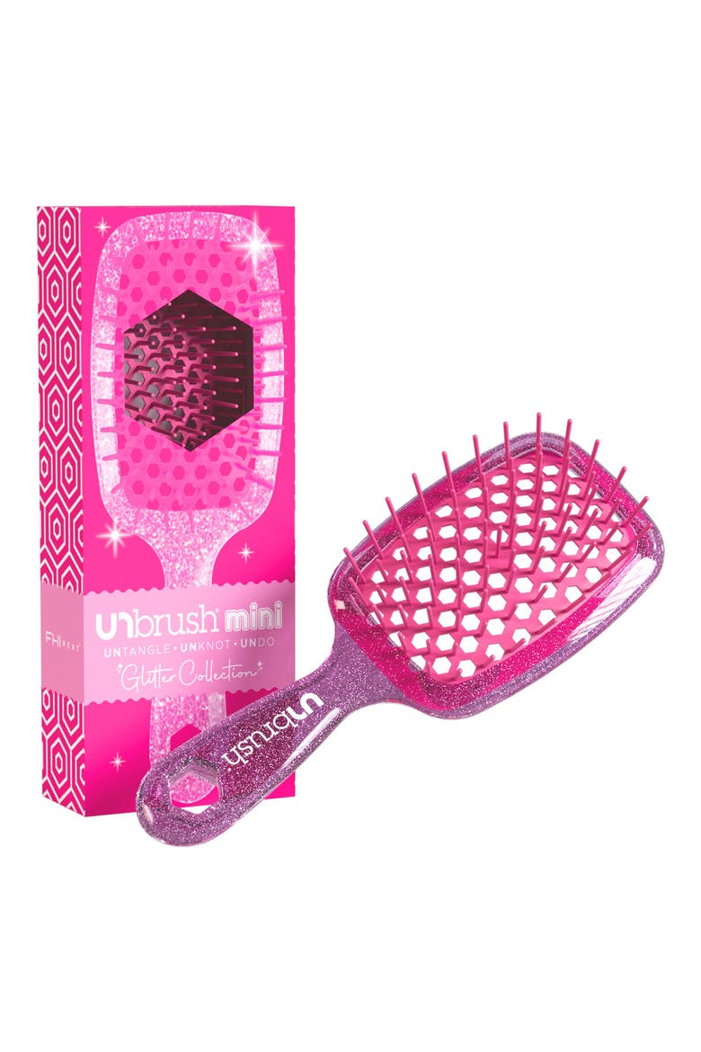 Detangling Hair Brush Mini Pastel Collection, Alternate, color, GLITTER/ ROSE QUARTZ PINK