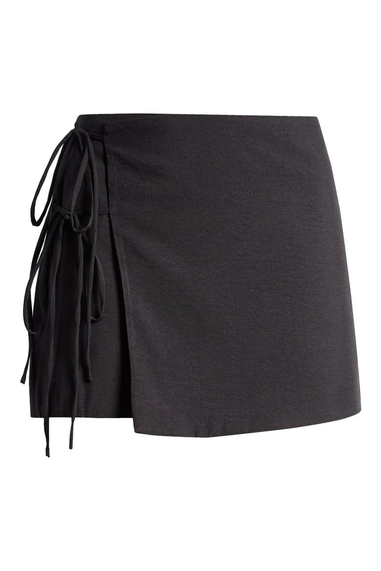 Wrap Miniskirt, Alternate, color, BLACK