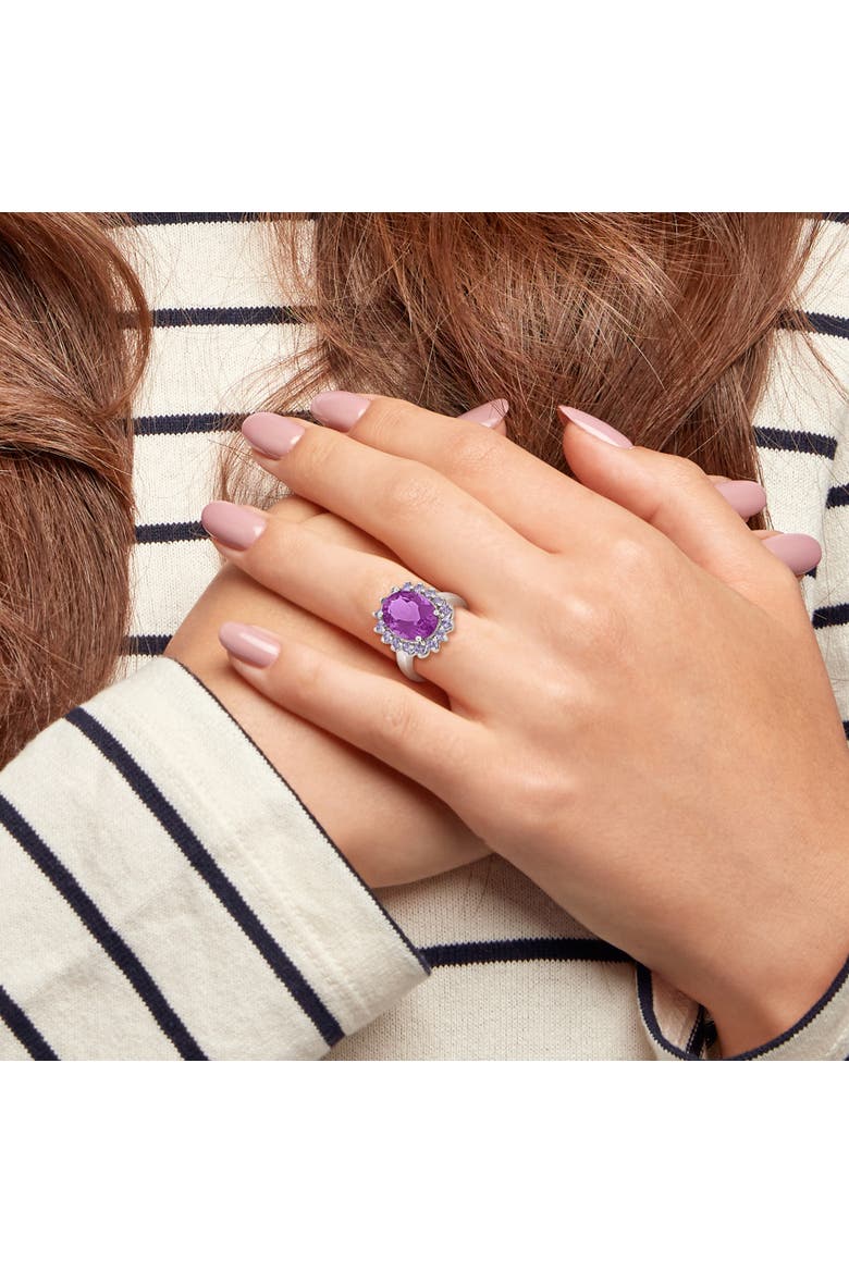Amethyst & Tanzanite Halo Cocktail Ring, Alternate, color, Amethyst