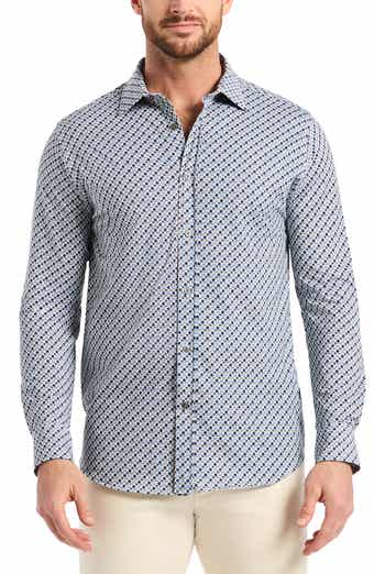Robert Graham Cooper Geo Stretch Cotton Button-Up Shirt