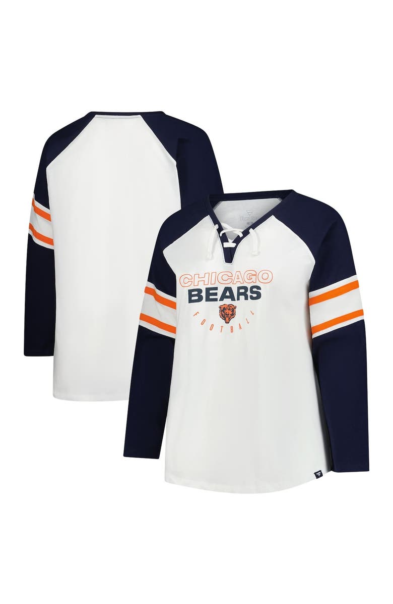 FANATICS Women's Fanatics White Chicago Bears Plus Size Redzone Lace Up Long Sleeve T-Shirt, Main, color, White