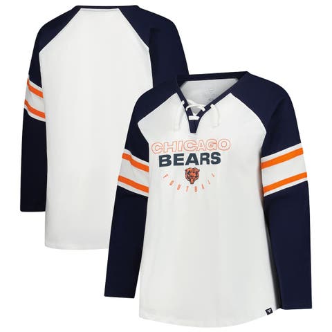 Women's Fanatics White Chicago Bears Plus Size Redzone Lace Up Long Sleeve T-Shirt