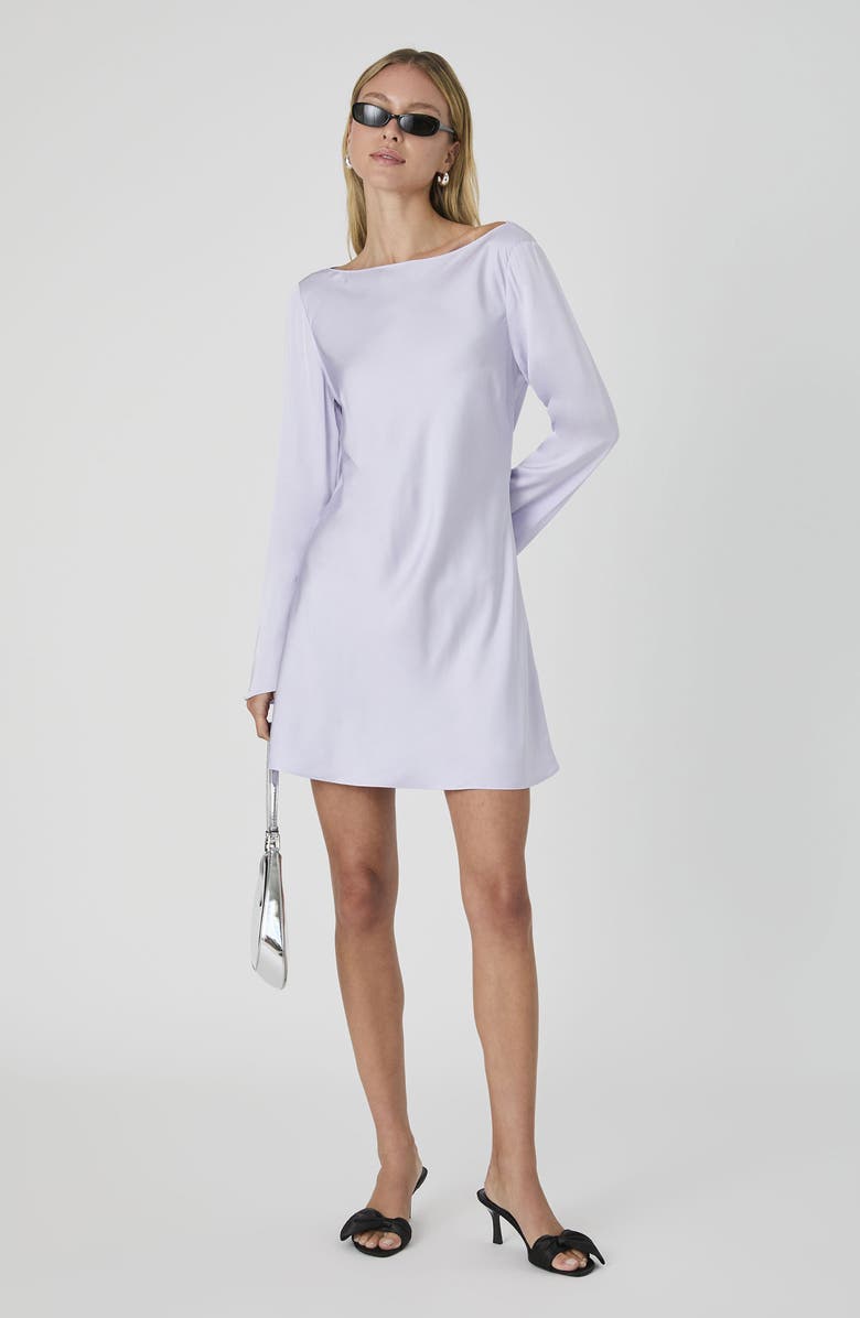 French Connection Ennis Long Sleeve Satin Minidress, Alternate, color, 51-Lavender