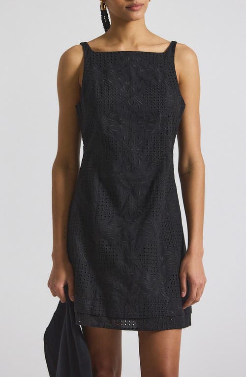 Derek Lam 10 Crosby Sage Garden Tile Cotton Eyelet Minidress In Black