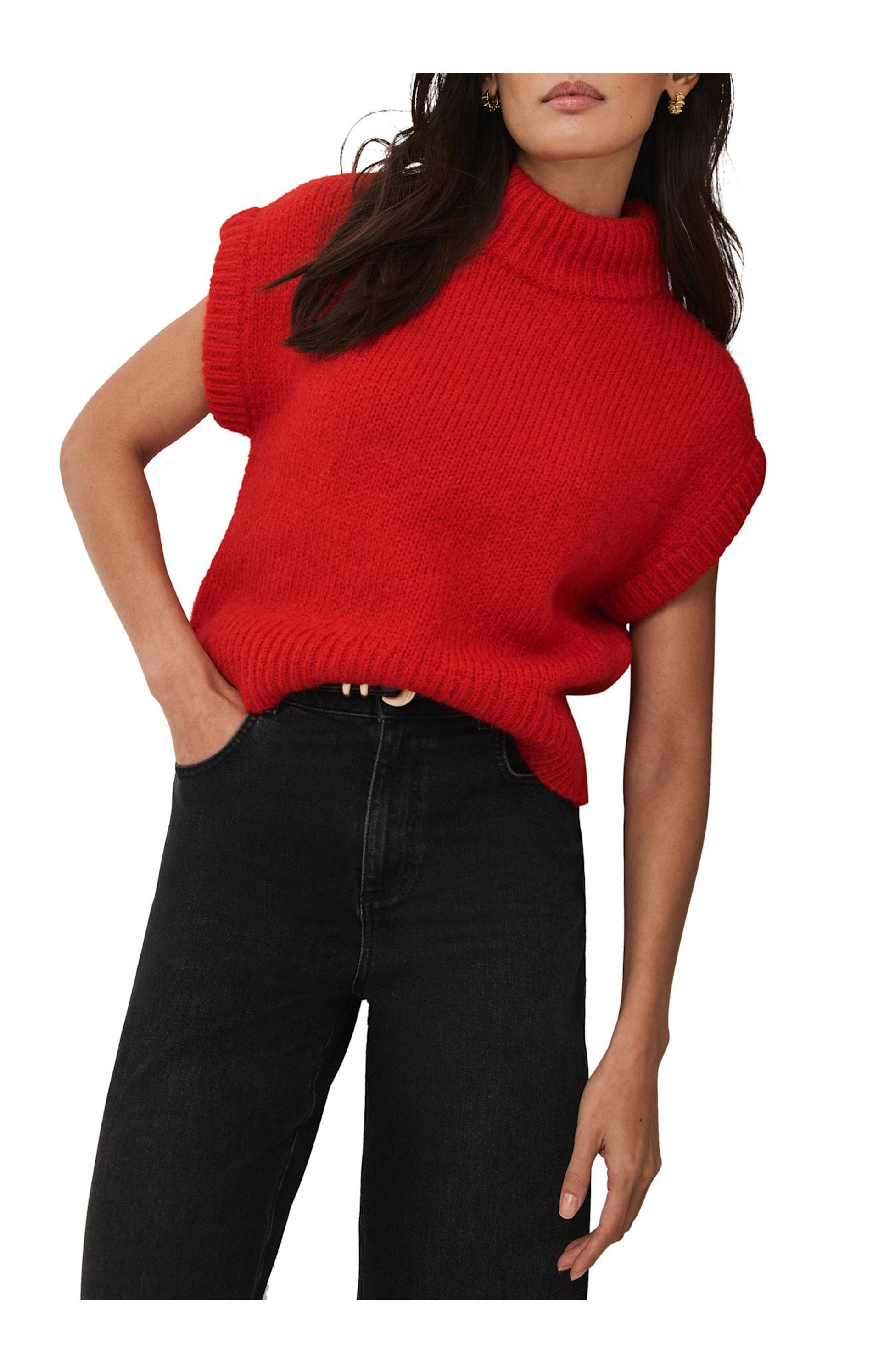 MINT VELVET Wool Blend Knit Top, Main, color, Red