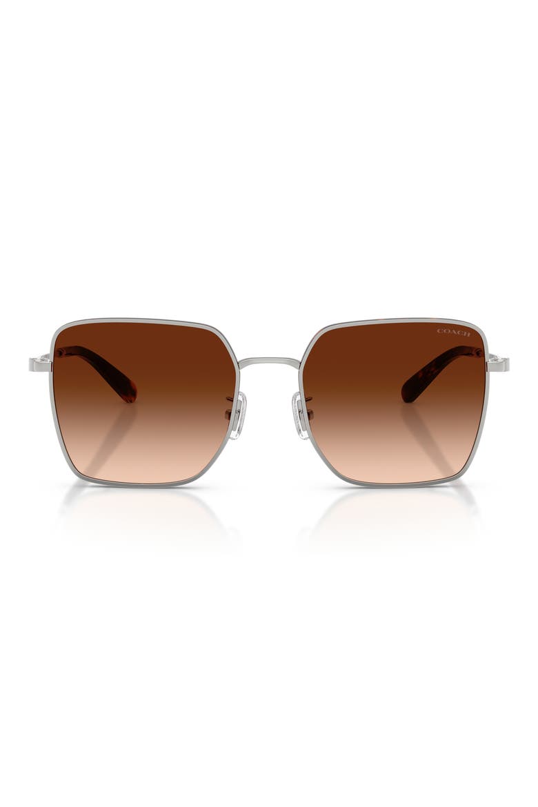 56mm Gradient Square Sunglasses, Main, color, SILVER / DARK TORTOISE / BROWN
