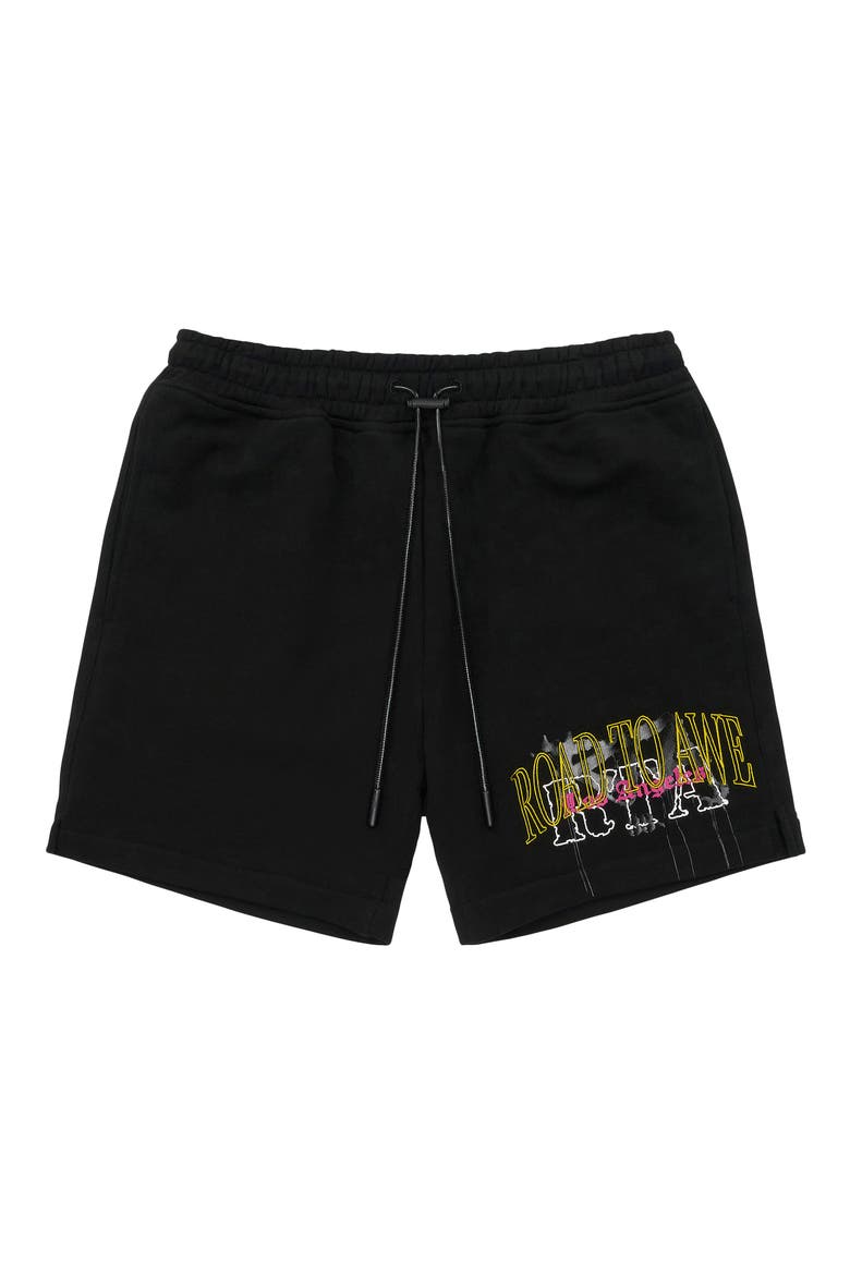 Clyde Pull-On Shorts, Main, color, BLACK MIXED LOGO