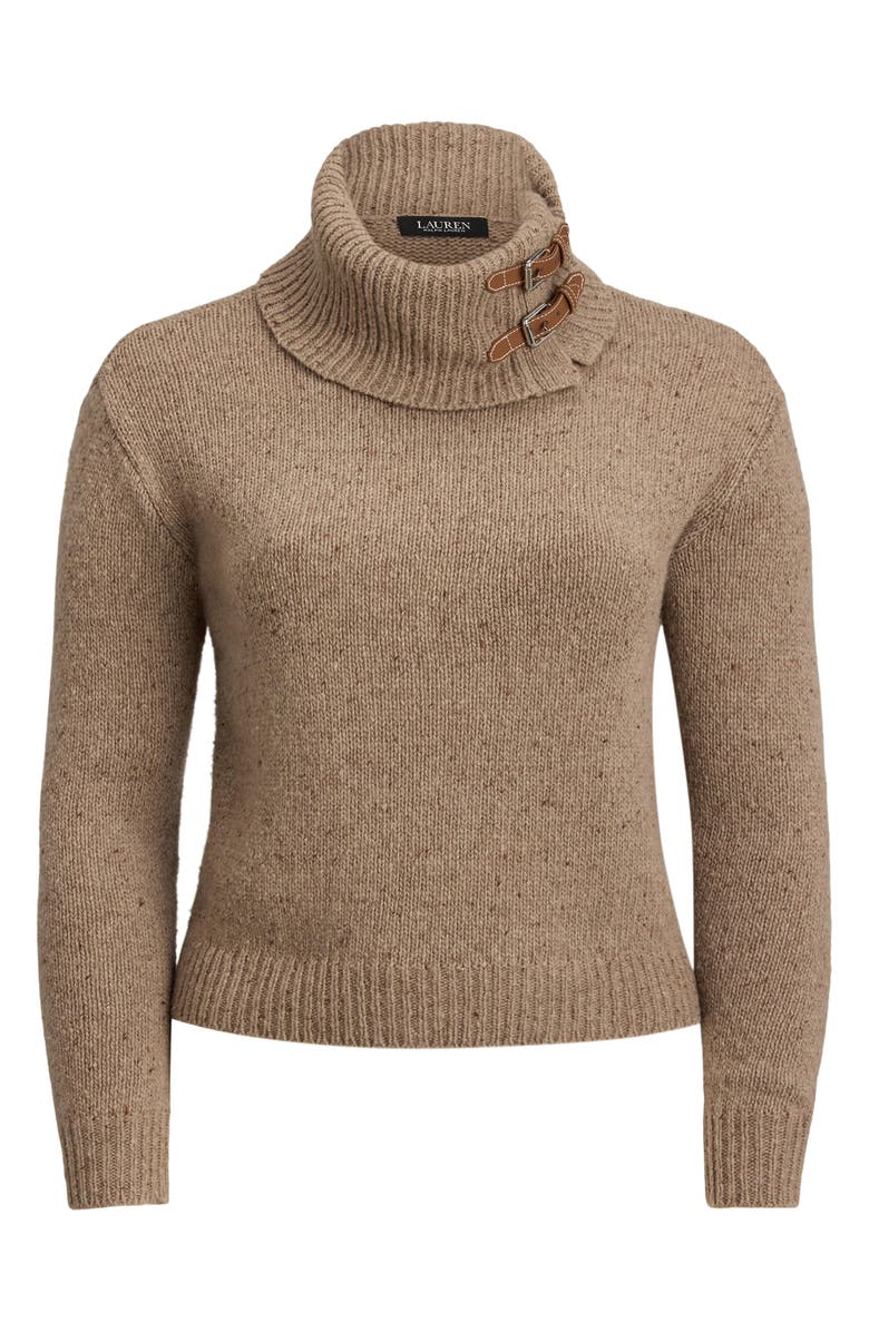 Lauren Ralph Lauren Wool Blend Buckle Trim Turtlneck Sweater, Alternate, color, Adirondack Heather Donegal