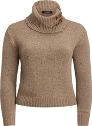Lauren Ralph Lauren Wool Blend Buckle Trim Turtlneck Sweater