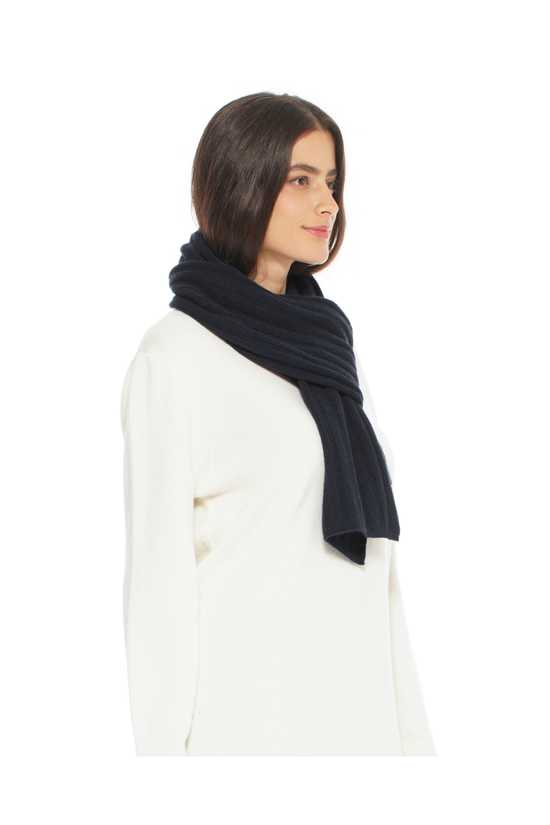 Pure Cashmere Plush-Ribbed Scarf, Alternate, color, Charcoal