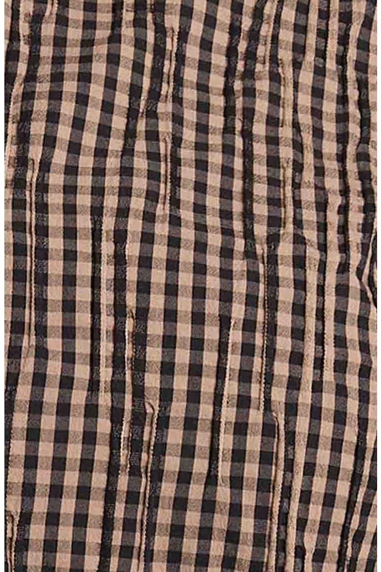 Carolina Crinkled Gingham Cotton Blend Shirt Jacket, Alternate, color, ALMOND/ BLACK