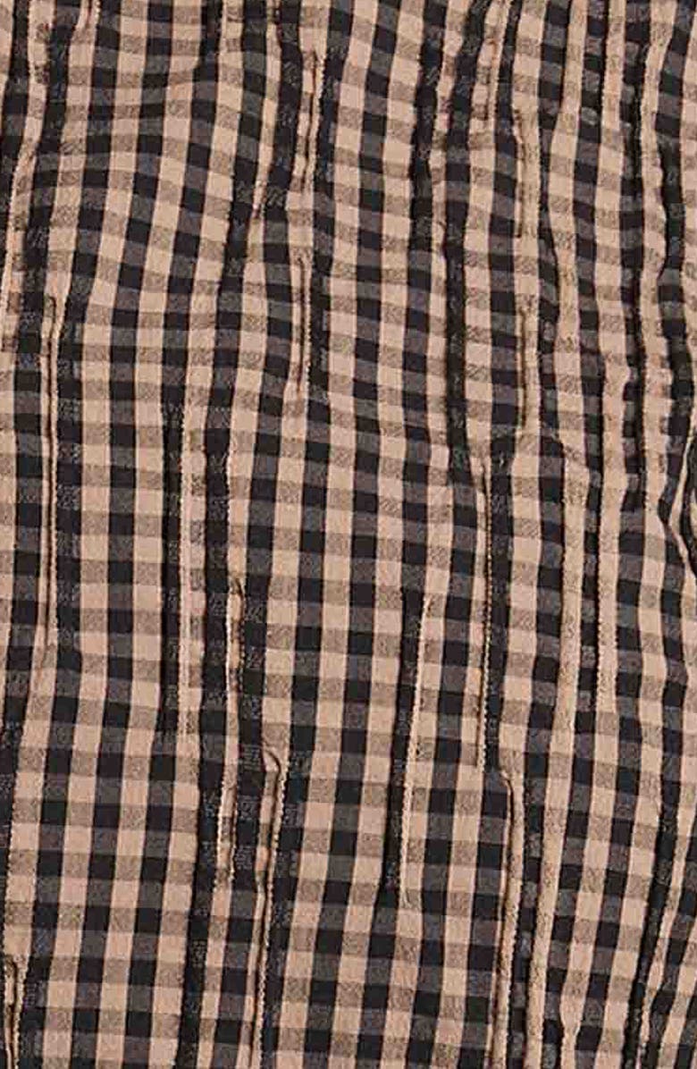 Foxcroft Carolina Crinkled Gingham Cotton Blend Shirt Jacket, Alternate, color, Almond/ Black