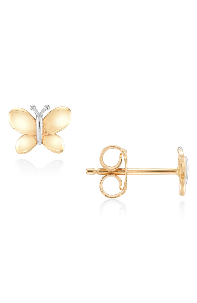 Frankie & Zoe Two-Tone Butterfly Stud Earrings, Alternate, color, Yellow Gold/ Silver