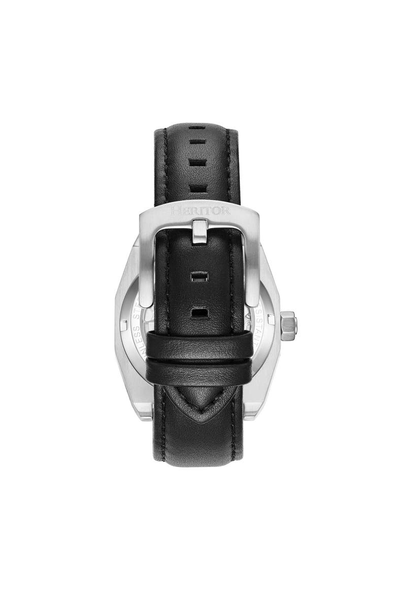 Elliott Leather-Band Watch, Alternate, color, Silver/White/Black