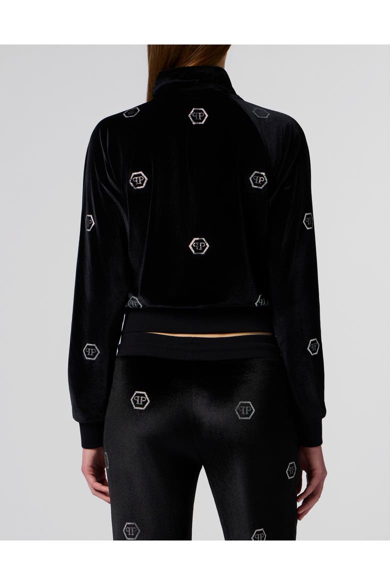 Chenille Tracksuit Jacket Mini Monogram Crystal Monogram Women, Alternate, color, black