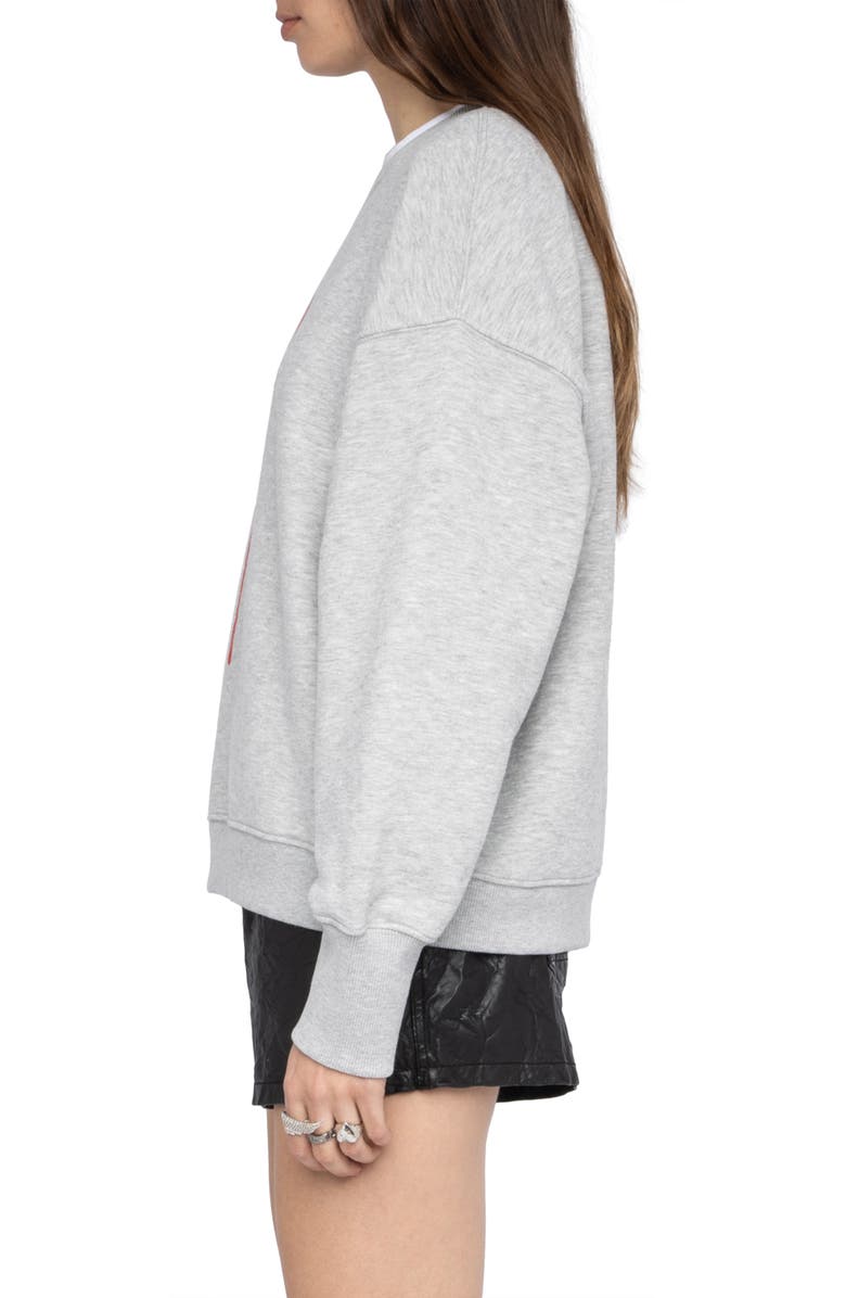 Zadig & Voltaire Oscar Flowing Heart Graphic Organic Cotton Blend Sweatshirt, Alternate, color,