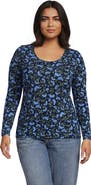 Lands' End Plus Size Lightweight Jersey Skimming Long Sleeve Scoop Neck T-shirt
