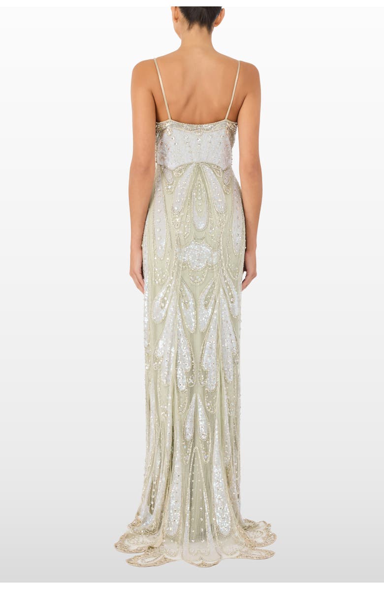 Jenny Packham Yves Beaded Maxi Dress, Alternate, color, Marmo Green