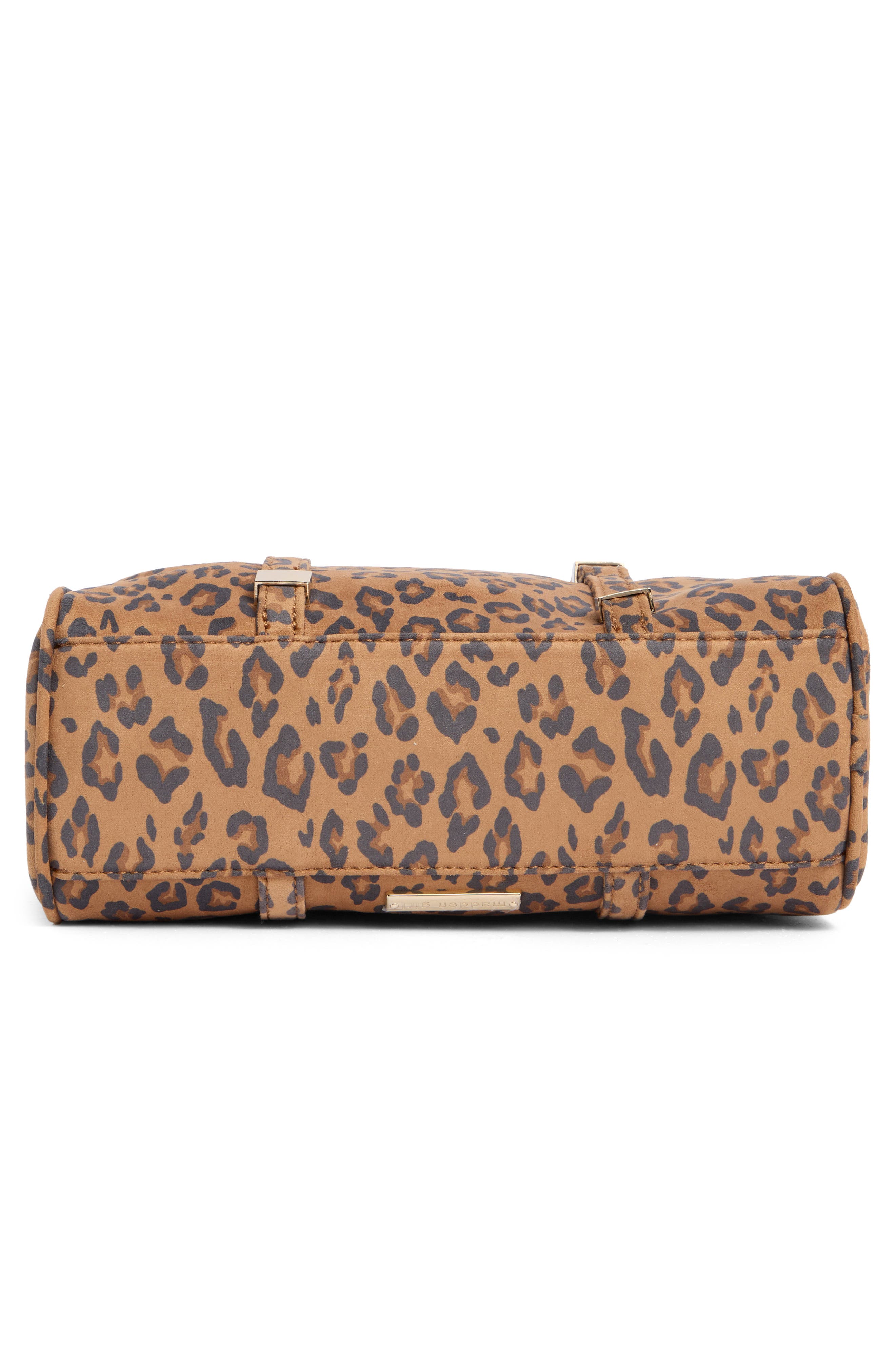 Madden Girl Leopard Faux Suede Bowler Tote, Alternate, color, Leopard