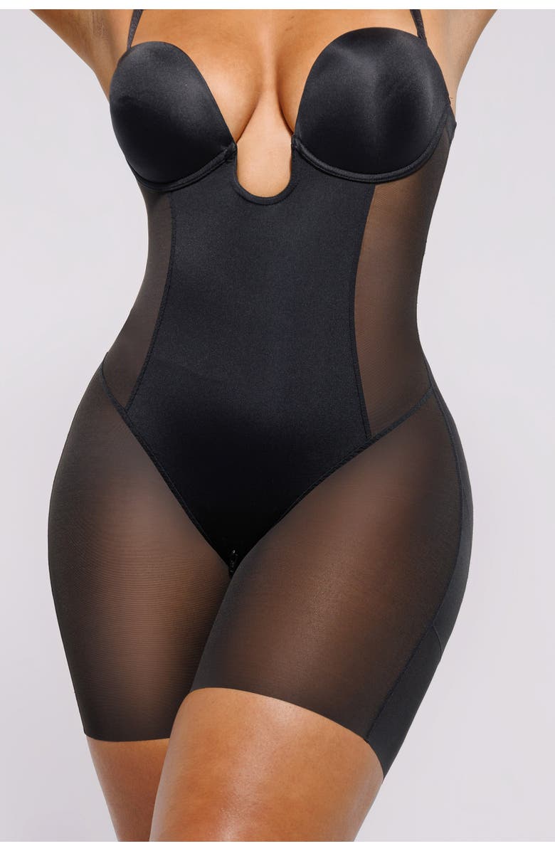 Shapellx Strapless Shapewear Deep Plunge Low Back Bodysuit, Alternate, color, Black