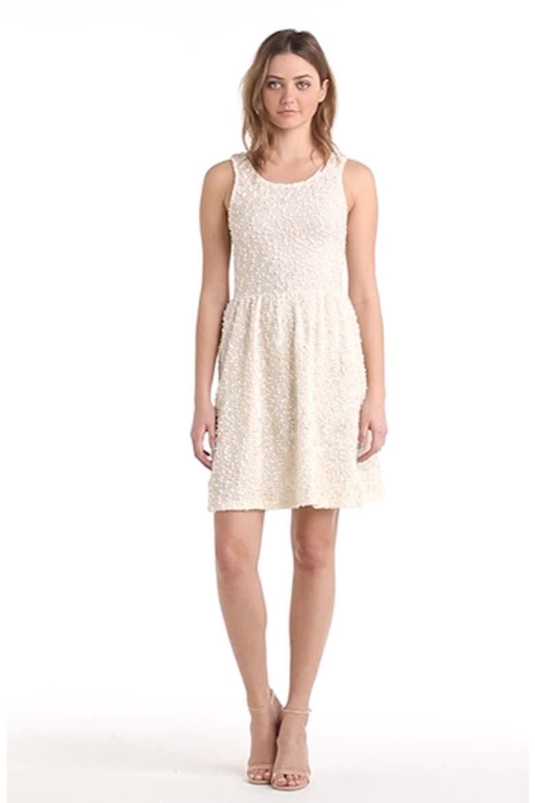 Textured Bow Back Dress, Alternate, color, IVORY
